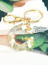 Load image into Gallery viewer, Personalized Beige Dried Flower Letter Keychain – Custom Initial Bag Charm