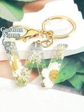 Load image into Gallery viewer, Personalized Beige Dried Flower Letter Keychain – Custom Initial Bag Charm