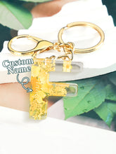 Load image into Gallery viewer, Personalized Name Light Yellow Dried Flower Letter Keychain – Custom Alphabet Bag Charm