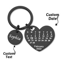 Load image into Gallery viewer, Custom Engraved Heart Calendar Keychain – Save the Date Gift