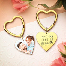 Load image into Gallery viewer, Engraved Photo Keychain – Personalized Heart Design