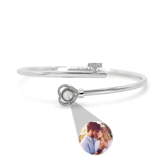 Personalized Photo Projection Bracelet – Heart Adjustable Bracelet Gift for Her