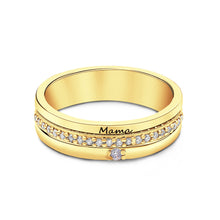 Load image into Gallery viewer, Personalized Birthstone Ring – Engraved Text Jewelry Gift for Her
