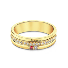 Load image into Gallery viewer, Personalized Birthstone Ring – Engraved Text Jewelry Gift for Her