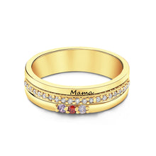 Load image into Gallery viewer, Personalized Birthstone Ring – Engraved Text Jewelry Gift for Her