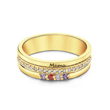 Load image into Gallery viewer, Personalized Birthstone Ring – Engraved Text Jewelry Gift for Her