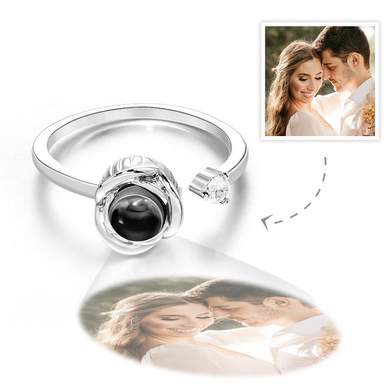 Custom Photo Projection Ring – Personalized Open Ring for Women