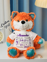 Load image into Gallery viewer, Personalized Animal Plush Stuffed Toy – Baby Birth Announcement Gift