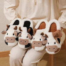 Load image into Gallery viewer, Cozy Cow Cotton Slippers – Warm Cartoon Animal House Footwear