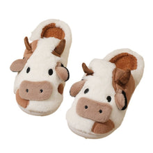 Load image into Gallery viewer, Cozy Cow Cotton Slippers – Warm Cartoon Animal House Footwear
