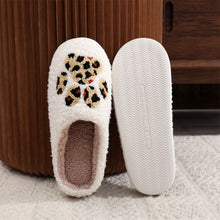 Load image into Gallery viewer, Leopard Paw Print Christmas Cotton Slippers – Cozy Holiday Home Shoes