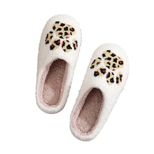 Load image into Gallery viewer, Leopard Paw Print Christmas Cotton Slippers – Cozy Holiday Home Shoes