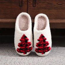 Load image into Gallery viewer, Red Christmas Tree Cotton Slippers – Cozy Holiday Home Shoes