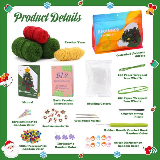 Christmas Tree DIY Crochet Kit for Beginners –Gift for Adults & Kids