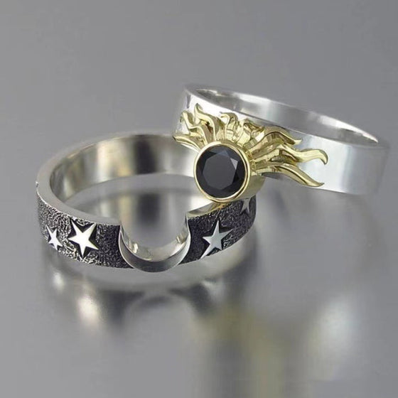 Sun and Moon Matching Couples Rings – Jewelry Gift for Lovers