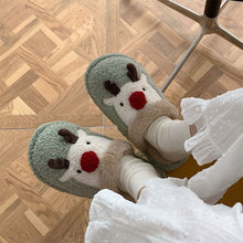 Load image into Gallery viewer, Christmas Elk Slippers – Cozy Comfortable Cotton Holiday Footwear