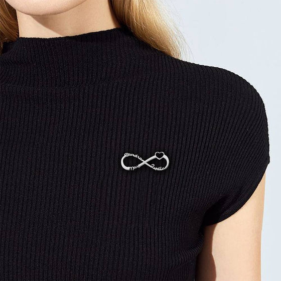 Custom Infinity Name Brooch Personalized Nameplate Lapel Pin Memorial Gifts
