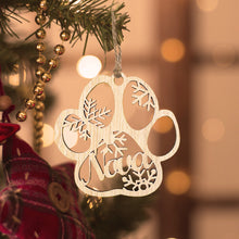 Load image into Gallery viewer, Personalized Wood Pet Paw Christmas Ornament