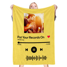 Load image into Gallery viewer, Custom Scannable Music Code Photo Fleece Blanket – 4 Colors