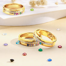Load image into Gallery viewer, Personalized Birthstone Ring – Engraved Text Jewelry Gift for Her