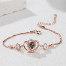 Load image into Gallery viewer, Personalized Double Heart Projection Bracelet – 925 Sterling Silver