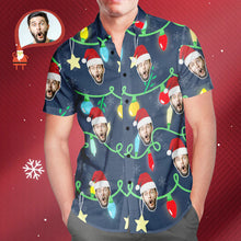 Load image into Gallery viewer, Custom Face Men’s Christmas Lights Hawaiian Shirt – All-Over Print Holiday Gift