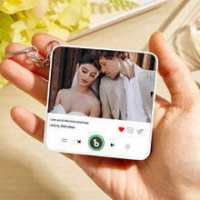 Load image into Gallery viewer, FridgeBeats Custom Photo & Text Music Keychain – Playable Music Box Bag Charm
