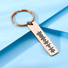 Load image into Gallery viewer, Personalized Stainless Steel Music Keychain with Single-Side Engraved Scannable Code