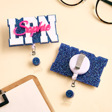 Load image into Gallery viewer, Personalized Glitter Name Acrylic Badge Reel for Nurses and Doctors