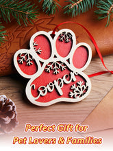 Load image into Gallery viewer, Personalized Dog Paw Snowflake Ornament – Custom Name Christmas Tree Decoration