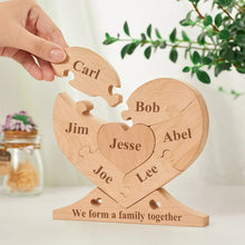 Load image into Gallery viewer, Custom Engraved Wooden Heart Puzzle – Family Name Home Decor