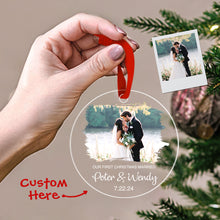 Load image into Gallery viewer, Personalized First Christmas Married Photo Ornament – Couples Christmas Gift