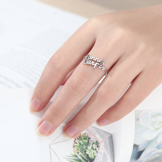 Custom Double Names Ring – 925 Sterling Silver