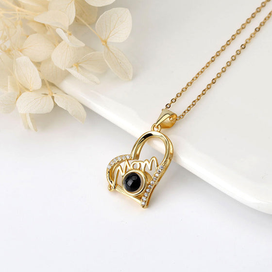 Personalized Mom Projection Heart Necklace – 925 Sterling Silver