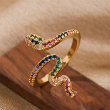 Load image into Gallery viewer, Adjustable Zircon Snake Ring – Copper
