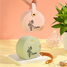 Load image into Gallery viewer, Personalized Birth Flower PU Leather Jewelry Box with Name – Gift for Her