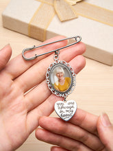 Load image into Gallery viewer, Personalized Angel Wings Photo Charm Brooch – Wedding Memorial Gift for Bride