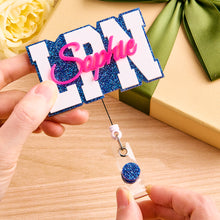 Load image into Gallery viewer, Personalized Glitter Name Acrylic Badge Reel for Nurses and Doctors