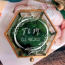 Load image into Gallery viewer, Personalized Hexagon Glass Ring Box with Initials and Date