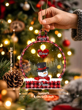 Load image into Gallery viewer, Personalized Snowman Family Name Christmas Ornament – Snowball Gift for Grandma &amp; Grandpa
