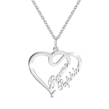 Load image into Gallery viewer, Custom Overlapping Heart Two Names Necklace – 925 Sterling Silver
