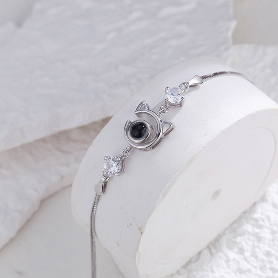Personalized Cat Pendant Picture Projection Bracelet – Sterling Silver