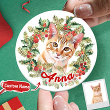 Load image into Gallery viewer, Personalized Pet Photo Christmas Ornament with Name
