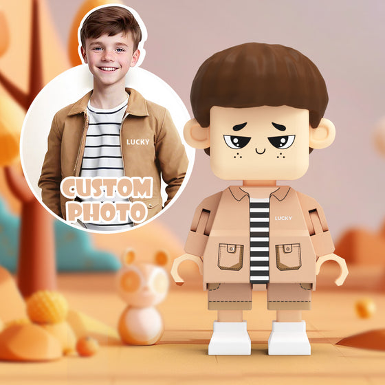 Fully Customizable Cute Giant Minifig – Personalized Full-Body Brick Figure Gift for Boy