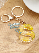 Load image into Gallery viewer, Personalized Name Light Yellow Dried Flower Letter Keychain – Custom Alphabet Bag Charm
