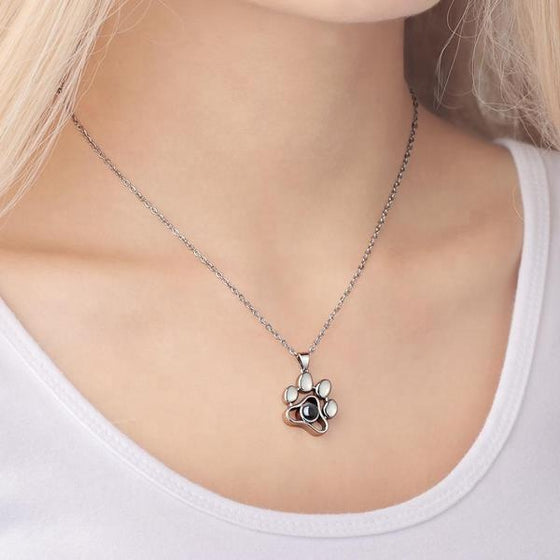 Custom Cat Paw Color Photo Projection Necklace – Copper