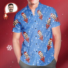 Load image into Gallery viewer, Men’s Custom Face Santa All-Over Print Hawaiian Shirt – Christmas Gift
