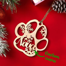Load image into Gallery viewer, Personalized Wood Pet Paw Christmas Ornament
