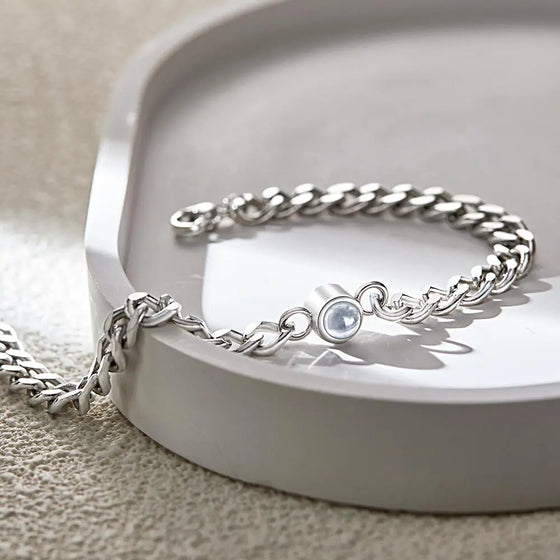 Personalized Photo Projection Bracelet – Vintage Jewelry Anniversary Gift for Him Father’s Day Gift