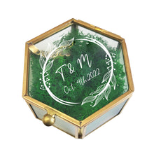 Load image into Gallery viewer, Personalized Hexagon Glass Ring Box with Initials and Date
